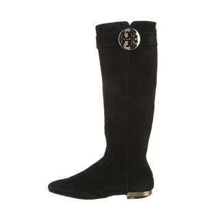 Tory Burch Tall Black Suede Boots. 60’s/70’s mid style.